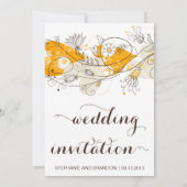 オレンジお洒落ハートフラワーズ結婚式招待状 招待状 (裏面)