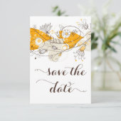 オレンジお洒落色の花は日付を保存招待状 セーブザデート (スタンド正面)