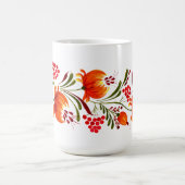 オレンジお洒落色の花マグ コーヒーマグカップ (中央)