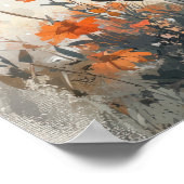 オレンジお洒落色の花畑の白ユニコーンIll ポスター (角)