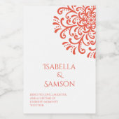 オレンジお洒落色の赤い花色のキャンドルラベル フードラベル (シングルラベル)