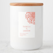 オレンジお洒落色の赤い花色のキャンドルラベル フードラベル (正面)