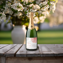 オレンジお洒落色の赤 スパークリングワインラベル