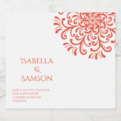 オレンジお洒落色の赤 スパークリングワインラベル (シングルラベル)