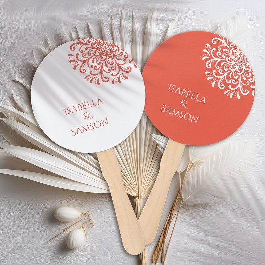 オレンジお洒落色の赤 ハンドファン