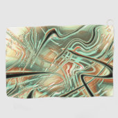 オレンジからグリーンへのデジ淡い色のタル粗い波線 ゴルフタオル (横)