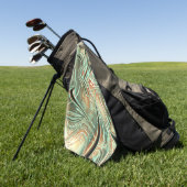 オレンジからグリーンへのデジ淡い色のタル粗い波線 ゴルフタオル (グリーン)