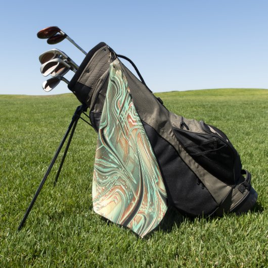 オレンジからグリーンへのデジ淡い色のタル粗い波線 ゴルフタオル (グリーン)