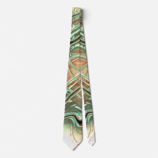 オレンジからグリーンへのデジ淡い色のタル粗い波線 ネクタイ (正面)