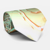 オレンジからグリーンへのデジ淡い色のタル粗い波線 ネクタイ (ロール)