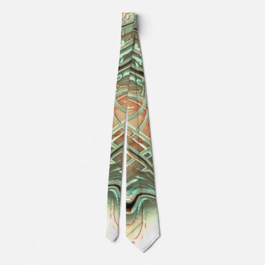 オレンジからグリーンへのデジ淡い色のタル粗い波線 ネクタイ (裏面)