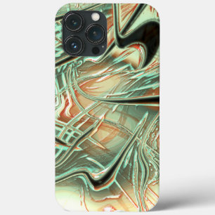 オレンジからグリーンへのデジ淡い色のタル粗い波線 iPhone 13 PRO MAXケース