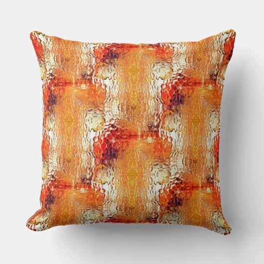 オレンジからベージュに、曲げたガラスを打ち返した クッション (正面)