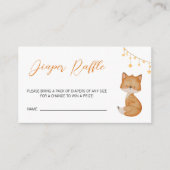 オレンジかわいいキツネ赤ちゃんシャワーおむつラッフル エンクロージャーカード (正面)