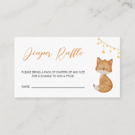 オレンジかわいいキツネ赤ちゃんシャワーおむつラッフル エンクロージャーカード