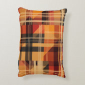 オレンジかわいい秋のチェックパターン アクセントクッション (裏面(縦))