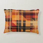 オレンジかわいい秋のチェックパターン アクセントクッション (裏面)