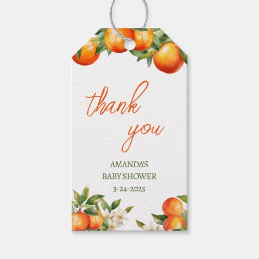 オレンジかわいこちゃんサンキューシャワー ギフトタグ (正面)