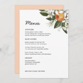 オレンジかわいこちゃんベビーシャワー柑橘系テーブルメニューカード メニュー (正面/裏面)