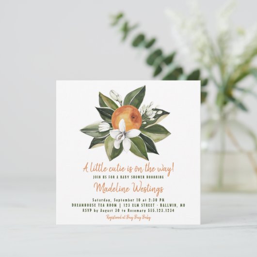 オレンジかわいこちゃん男女兼用ベビーシャワー 招待状 (スタンド正面)