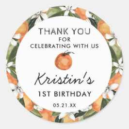 オレンジかわいこちゃん1歳の誕生日ありがとう ラウンドシール