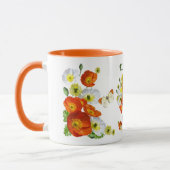 オレンジかわいらしとホワイトポピーカスタム文字 マグカップ (左)