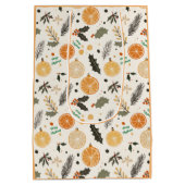 オレンジかわいらしのスライスと松のクリスマス ミディアムペーパーバッグ (裏面)