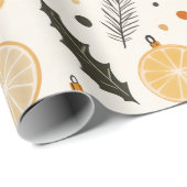 オレンジかわいらしのスライスと松のクリスマス ラッピングペーパー (ロールコーナー)