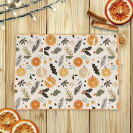 オレンジかわいらしのスライスと松のクリスマス ラージペーパーバッグ