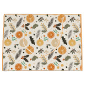 オレンジかわいらしのスライスと松のクリスマス ラージペーパーバッグ (正面)