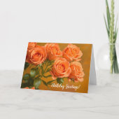 オレンジかわいらしバラアート誕生日カード カード (正面)