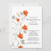 オレンジかわいらしフローラつる植物ブライダルシャワー 招待状 (正面)