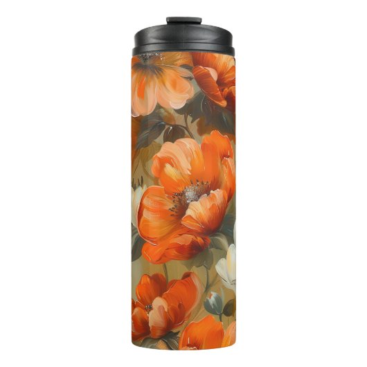 オレンジかわいらし色の秋ポピーの花の色合い タンブラー (正面)