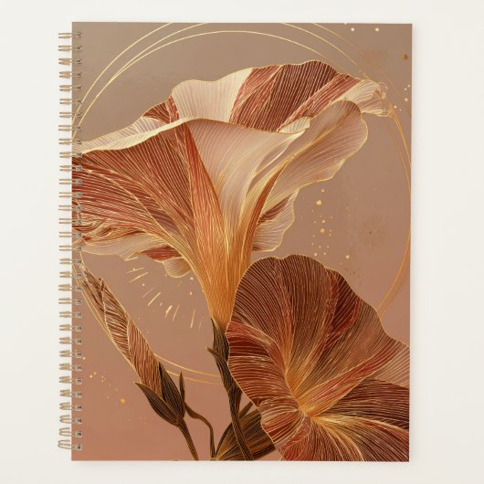 オレンジがかったカラーリリーの植物画 プランナー手帳 (正面)
