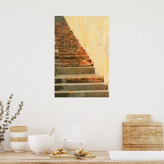 オレンジがこの16世紀の階段のプリントを支配 ポスター (キッチン)