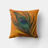 オレンジが付いている孔雀の羽 クッション (裏面)