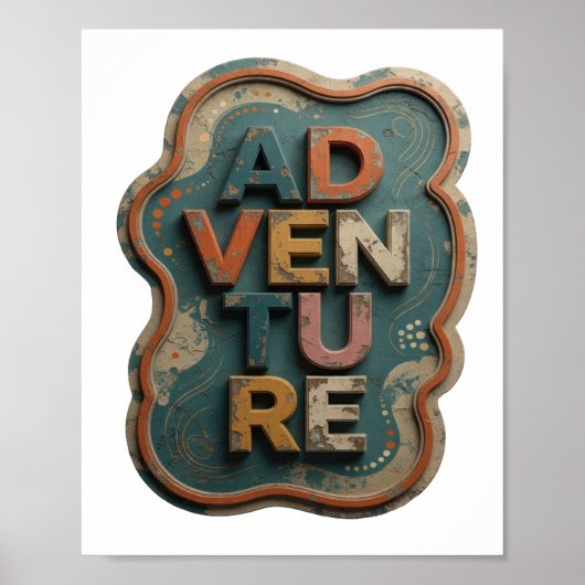 オレンジが印象的なADVENTURE グラフィック デザイン ポスター (正面)