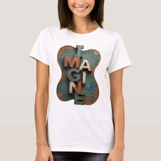 オレンジが鮮やかIMAGINE オリジナル デザイン Tシャツ (正面)