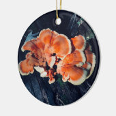 オレンジきのこの円のオーナメント セラミックオーナメント (左)