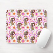 オレンジきらめくとピンのバニー マウスパッド (マウス)