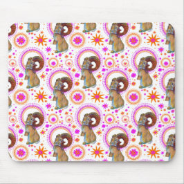 オレンジきらめくとピンのバニー マウスパッド