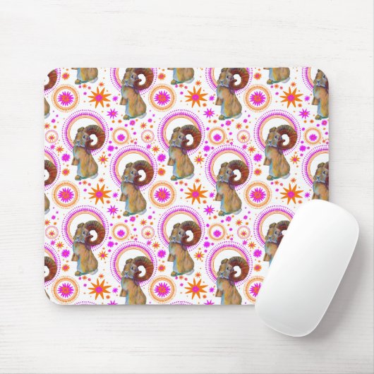 オレンジきらめくとピンのバニー マウスパッド (マウス)