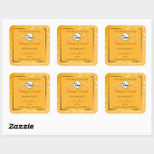 オレンジきらめくグリッター製品ラベルロゴ宝石 スクエアシール (シート)