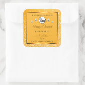 オレンジきらめくグリッター製品ラベルロゴ宝石 スクエアシール (バッグ)