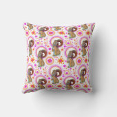 オレンジきらめく色とピンク色のバニー クッション (裏面)