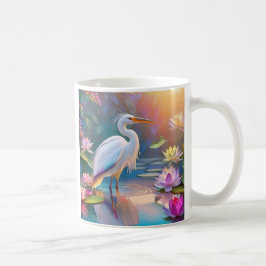 オレンジくちばしの白サギ ファンタジー 鳥 コーヒーマグカップ