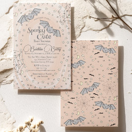 オレンジこうもり不気味かわいい赤ちゃんシャワー 招待状