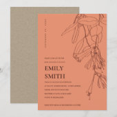 オレンジさびラインスケッチフローラベビシャワーカード サンキューカード (正面/裏面)