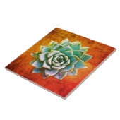 オレンジさび上の多肉質の水色 タイル (側面)