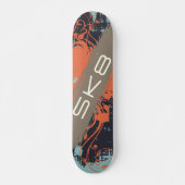 オレンジつる植物と文字SK8 スケートボード (正面)
